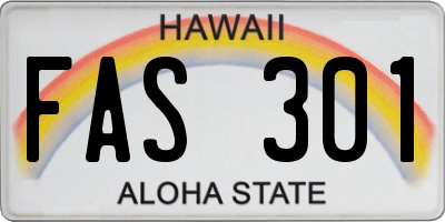 HI license plate FAS301