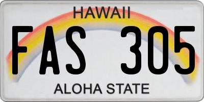 HI license plate FAS305