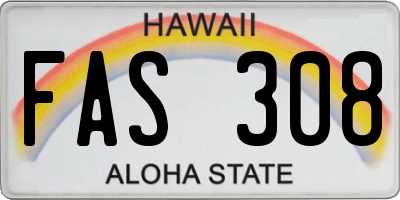HI license plate FAS308