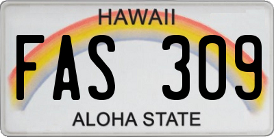 HI license plate FAS309