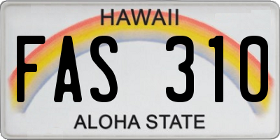 HI license plate FAS310