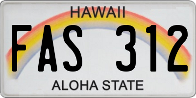 HI license plate FAS312