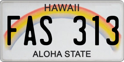 HI license plate FAS313