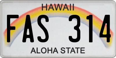 HI license plate FAS314