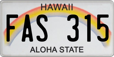 HI license plate FAS315