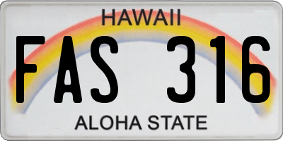 HI license plate FAS316