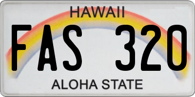 HI license plate FAS320