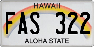HI license plate FAS322