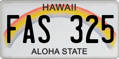 HI license plate FAS325