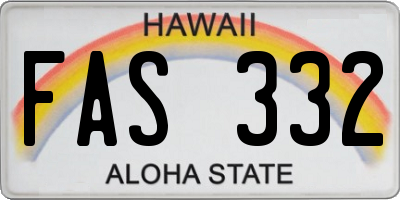 HI license plate FAS332