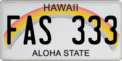 HI license plate FAS333