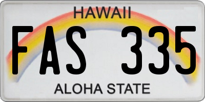 HI license plate FAS335