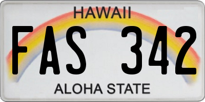 HI license plate FAS342