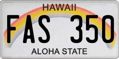 HI license plate FAS350