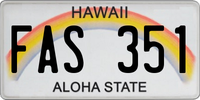 HI license plate FAS351