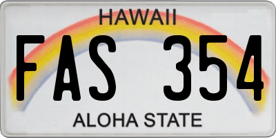 HI license plate FAS354