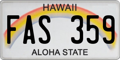 HI license plate FAS359