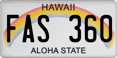 HI license plate FAS360
