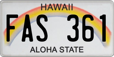 HI license plate FAS361