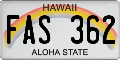 HI license plate FAS362