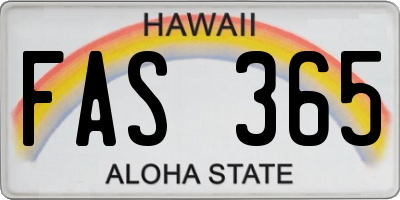 HI license plate FAS365