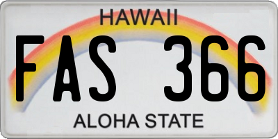 HI license plate FAS366