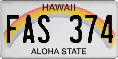 HI license plate FAS374