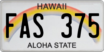 HI license plate FAS375