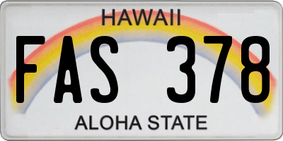 HI license plate FAS378