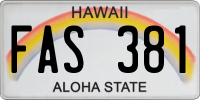 HI license plate FAS381