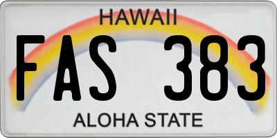 HI license plate FAS383