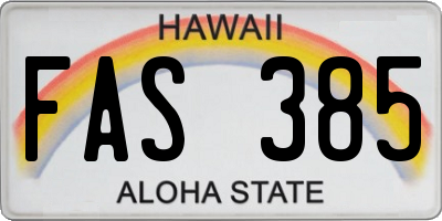 HI license plate FAS385