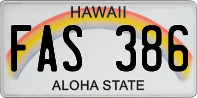 HI license plate FAS386