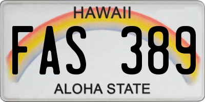 HI license plate FAS389