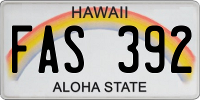 HI license plate FAS392