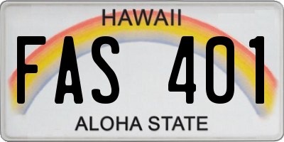 HI license plate FAS401