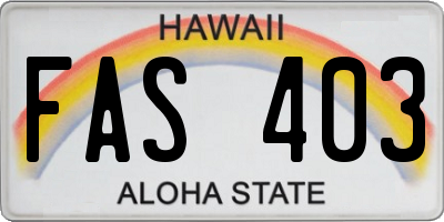 HI license plate FAS403