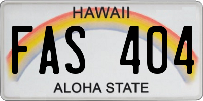 HI license plate FAS404
