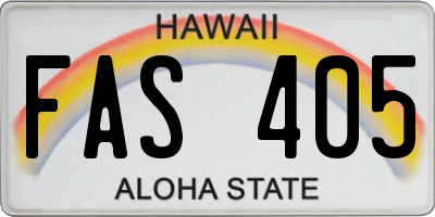 HI license plate FAS405