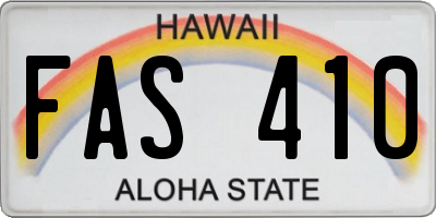 HI license plate FAS410