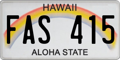 HI license plate FAS415