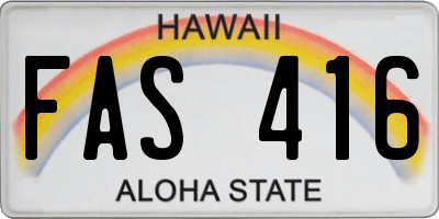 HI license plate FAS416