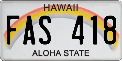 HI license plate FAS418