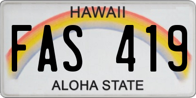 HI license plate FAS419