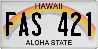 HI license plate FAS421