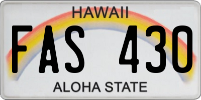 HI license plate FAS430