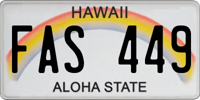 HI license plate FAS449