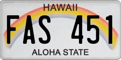 HI license plate FAS451