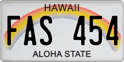 HI license plate FAS454