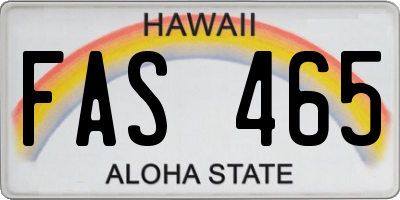 HI license plate FAS465
